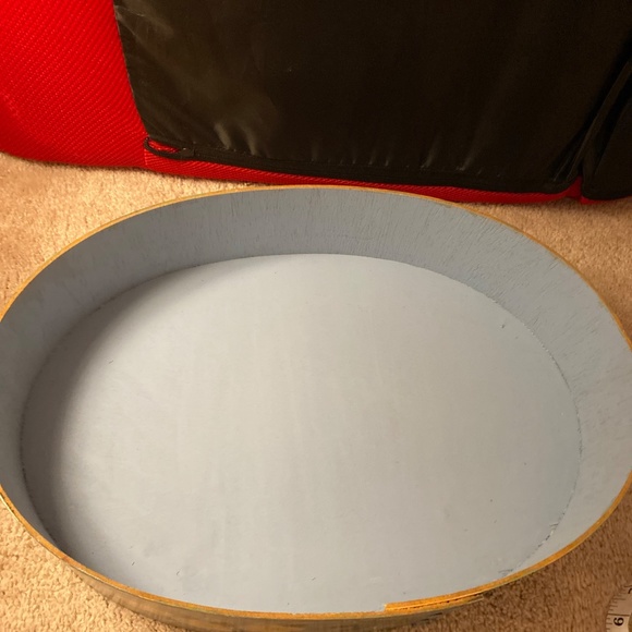 Vtg French Couple Oval Handpainted Folk Art Wooden bride box With Cover Marked - Picture 13 of 16